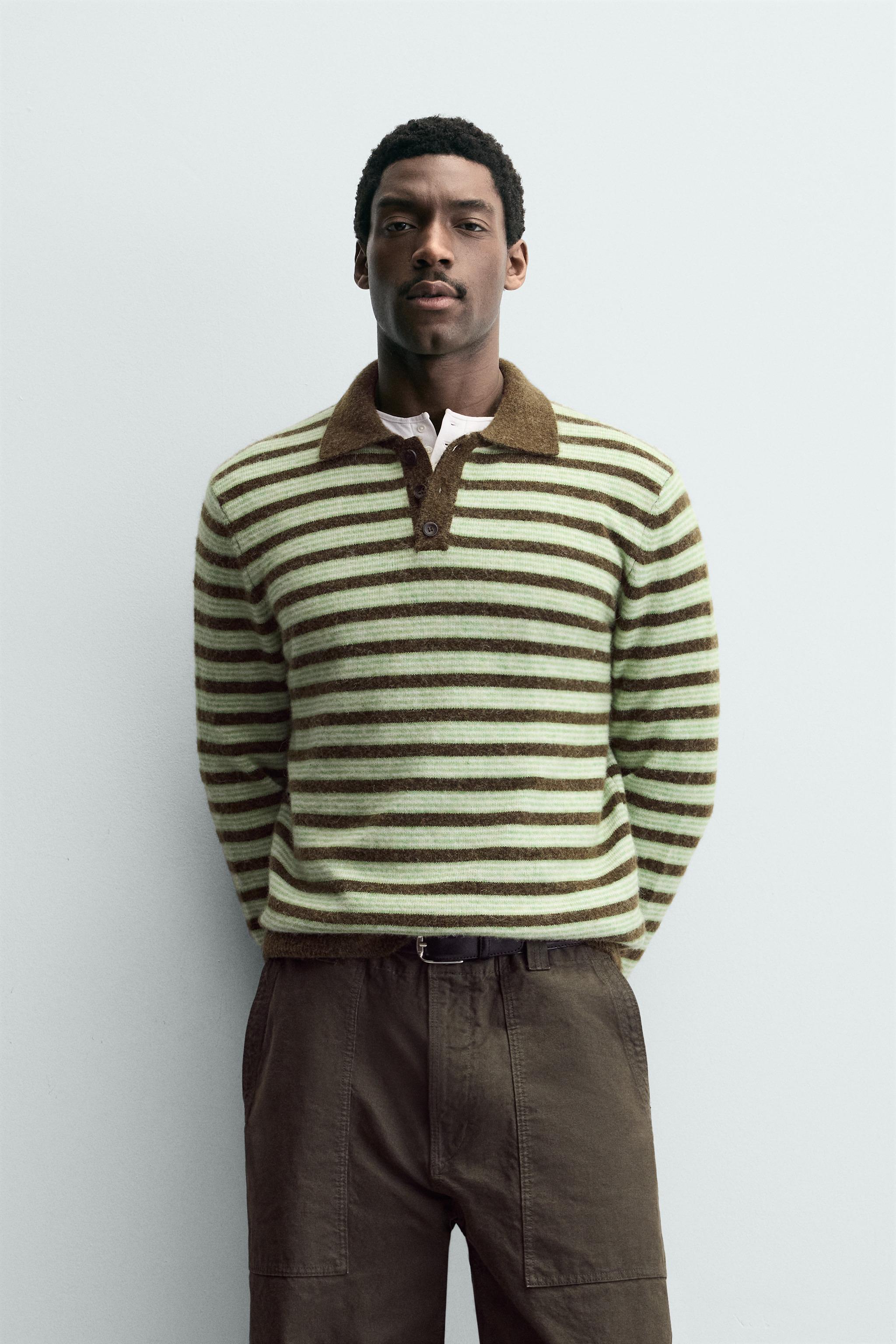 STRIPED KNIT POLO SHIRT
